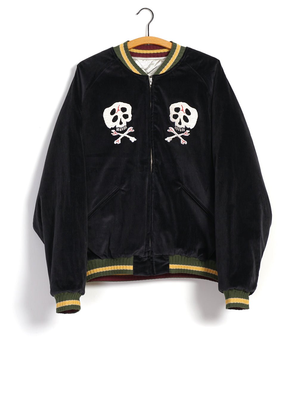 KAPITAL - RAIN-SKULL | Sulfur-dyed Velveteen Souvenir Jacket | Black - HANSEN Garments