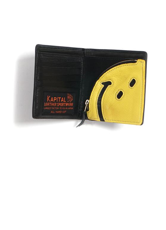 KAPITAL - RAIN SMILE | Leather Wallet | Black - HANSEN Garments