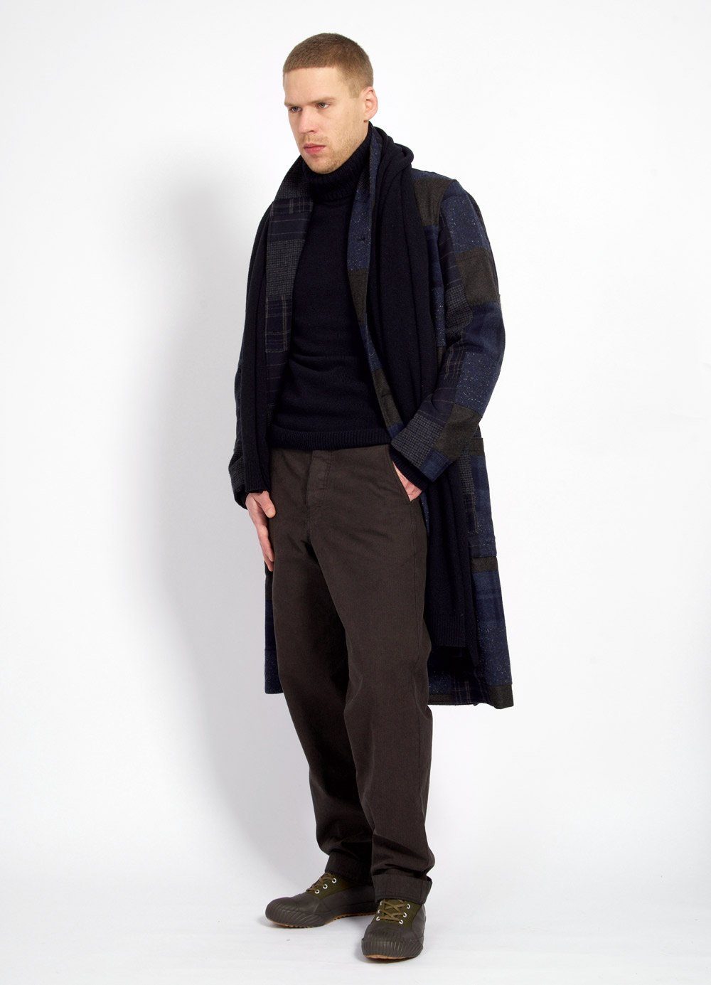 ROB | Long Shawl Collar Coat | Patchwork | HANSEN Garments