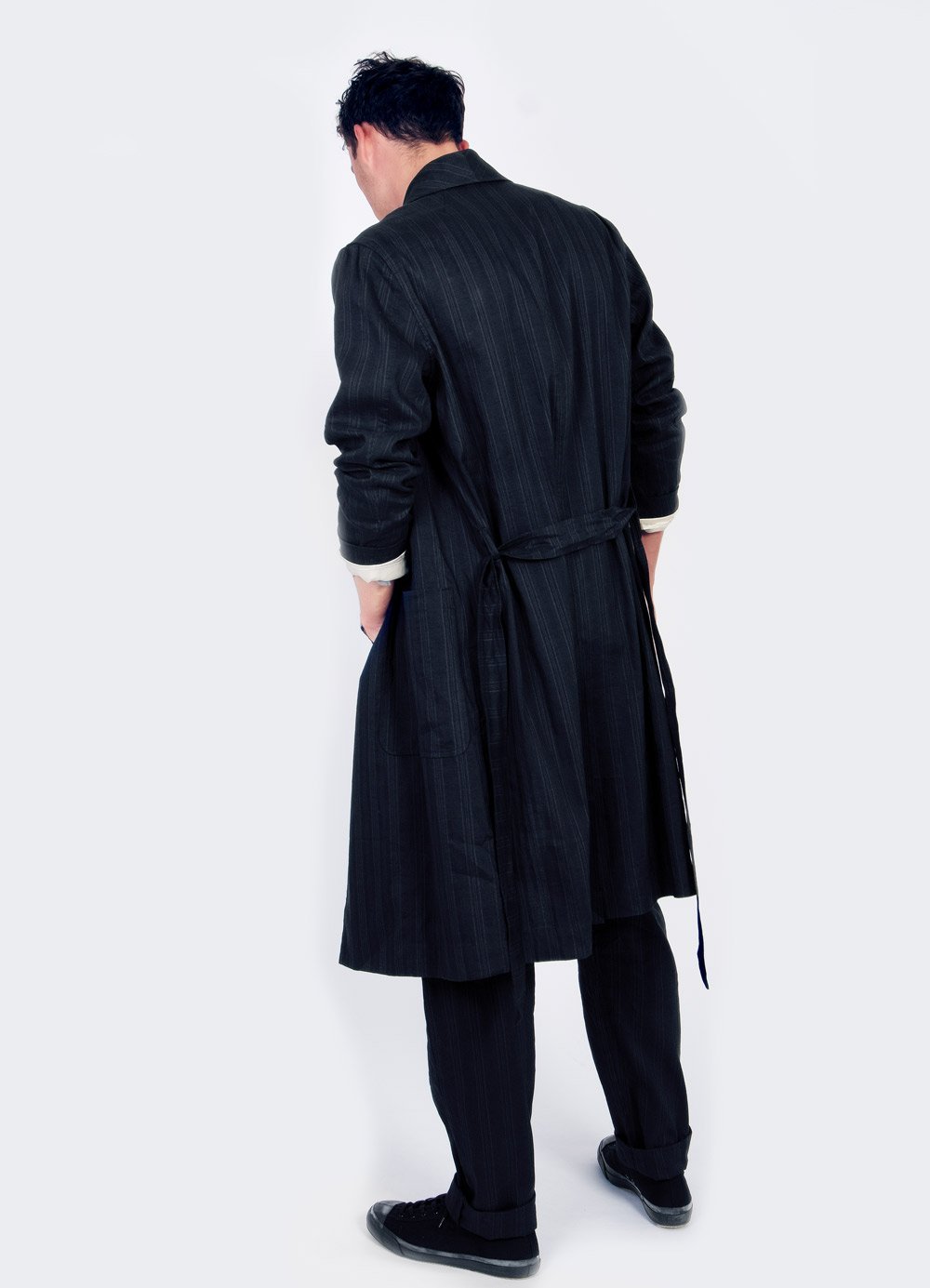 ROB | Shawl Collar Coat | Black Stripe | €565 -HANSEN Garments- HANSEN Garments