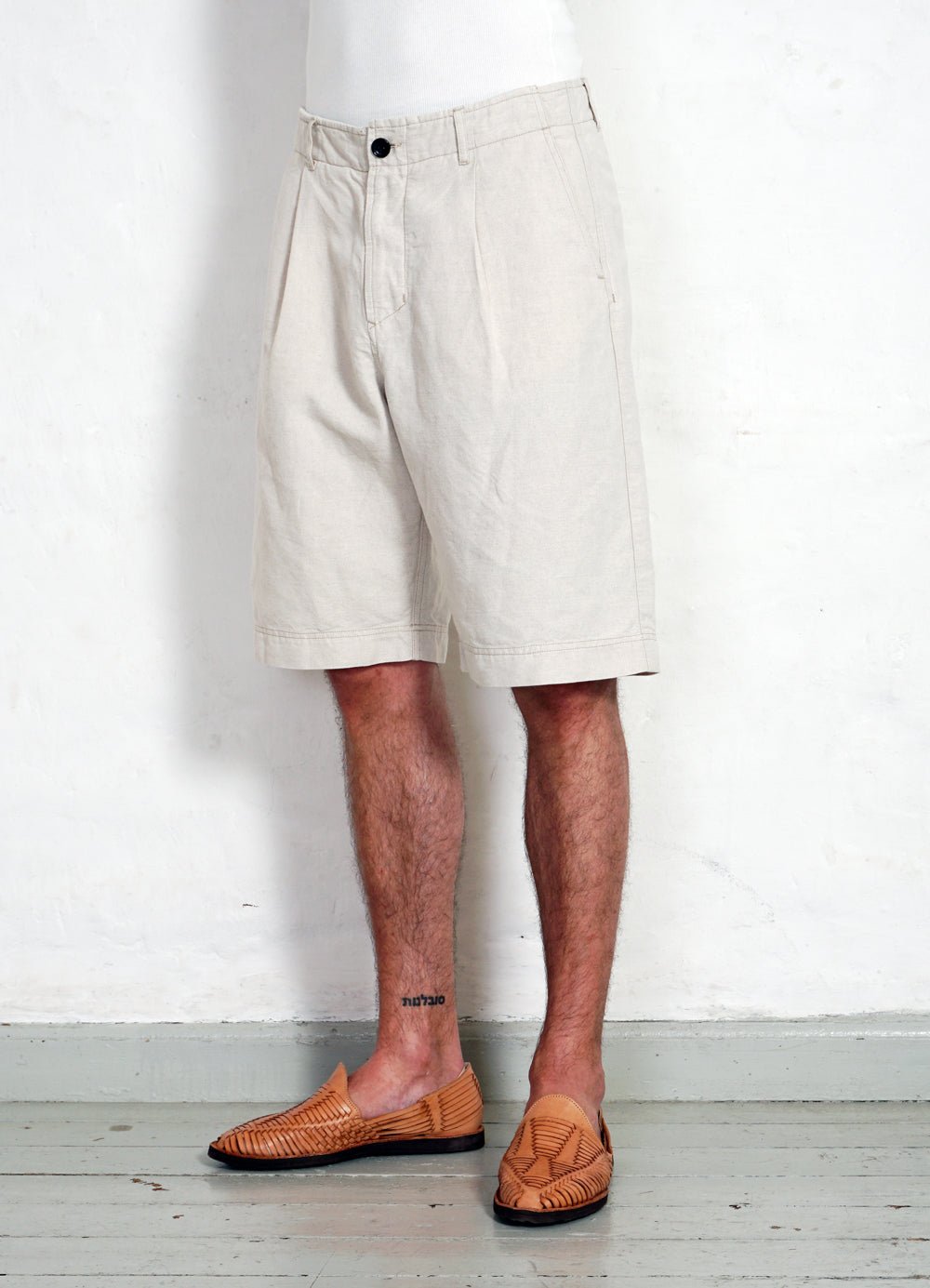 HANSEN GARMENTS - ROBIN | Super Wide Pleated Shorts | Flax Nature - HANSEN Garments