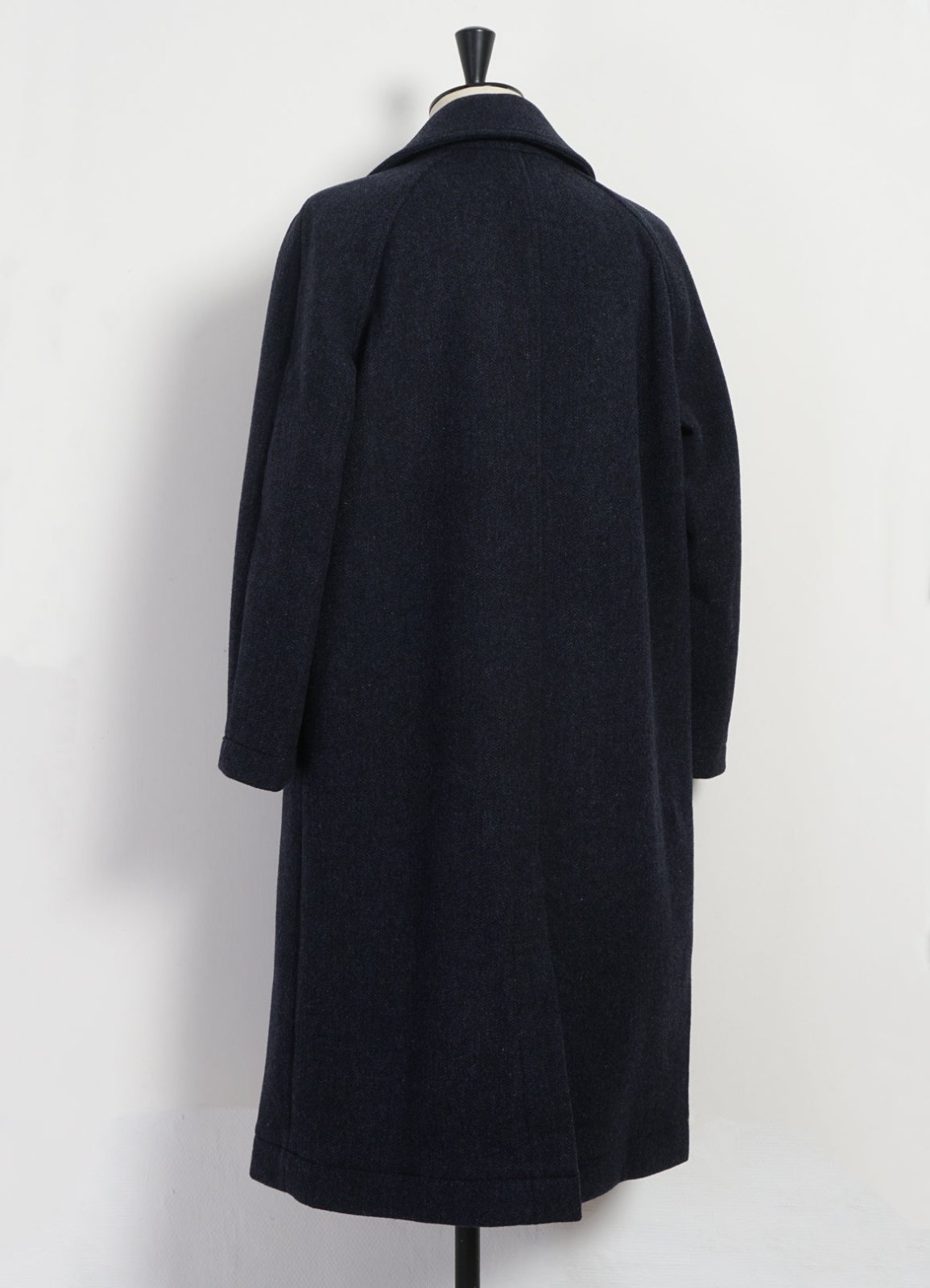 HANSEN GARMENTS - SIGFRED | Long Double Face Wool Coat | Blue Herringbone - HANSEN Garments