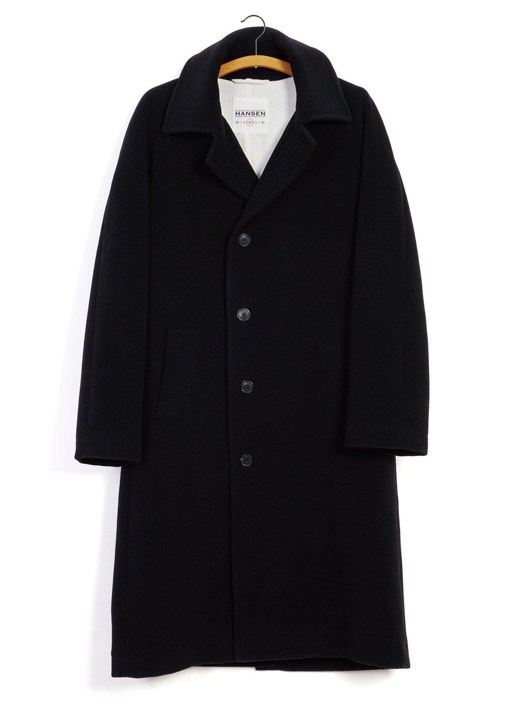 SIGURD | Long Lined Wool Coat | Black | HANSEN Garments