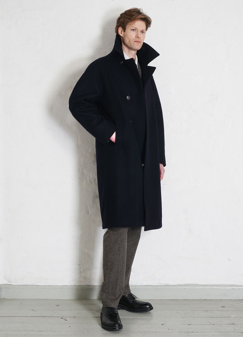 SIGURD | Long Lined Wool Coat | Classic Navy | HANSEN Garments