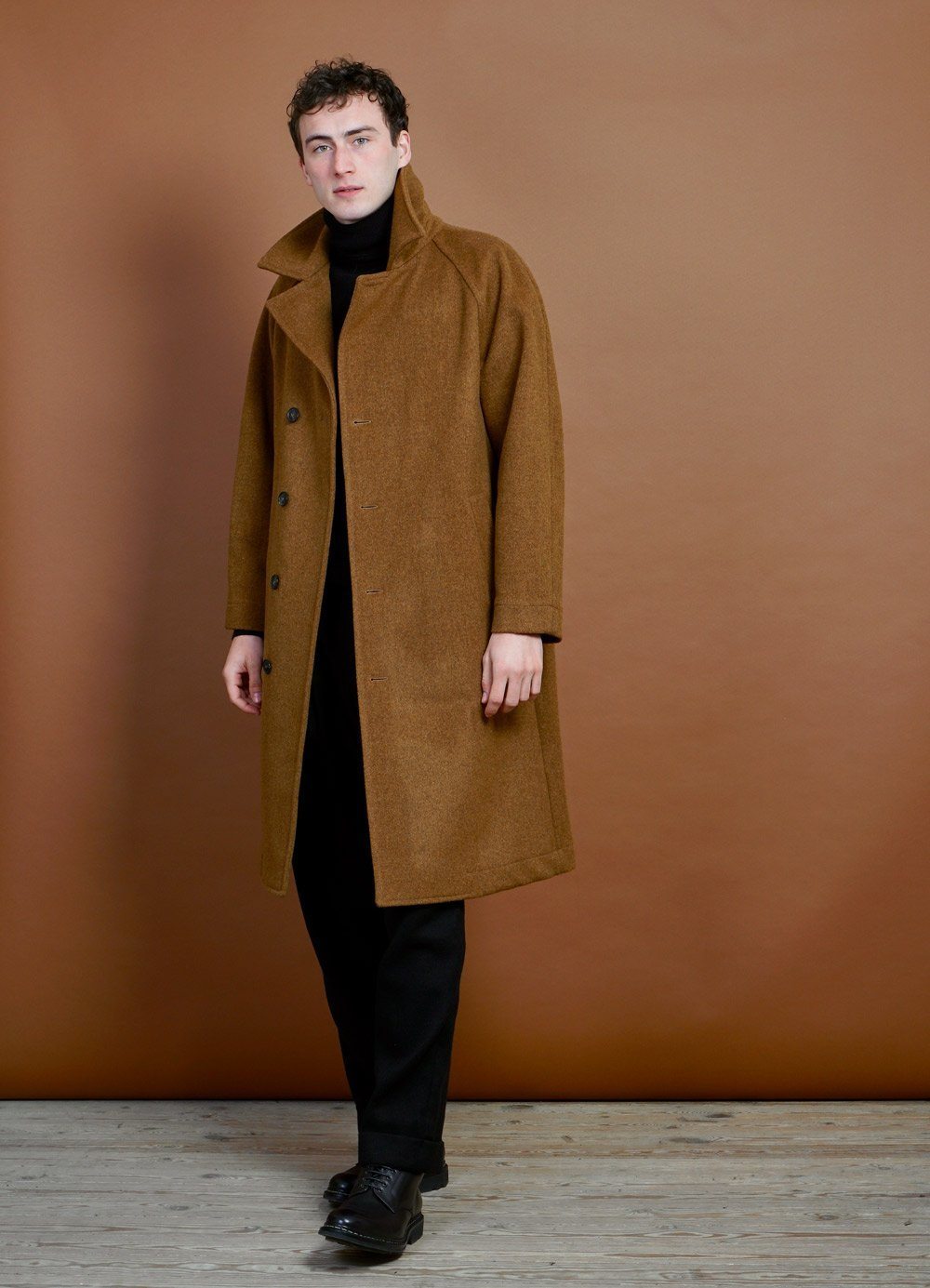 HANSEN Garments - SIGURD | Long Wool Felt Coat | Cognac - HANSEN Garments