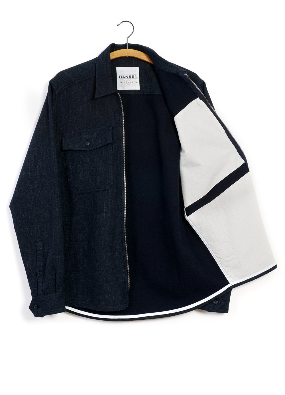 HANSEN Garments - SIGVE | Zipper Front Over Shirt | Navy Melange - HANSEN Garments
