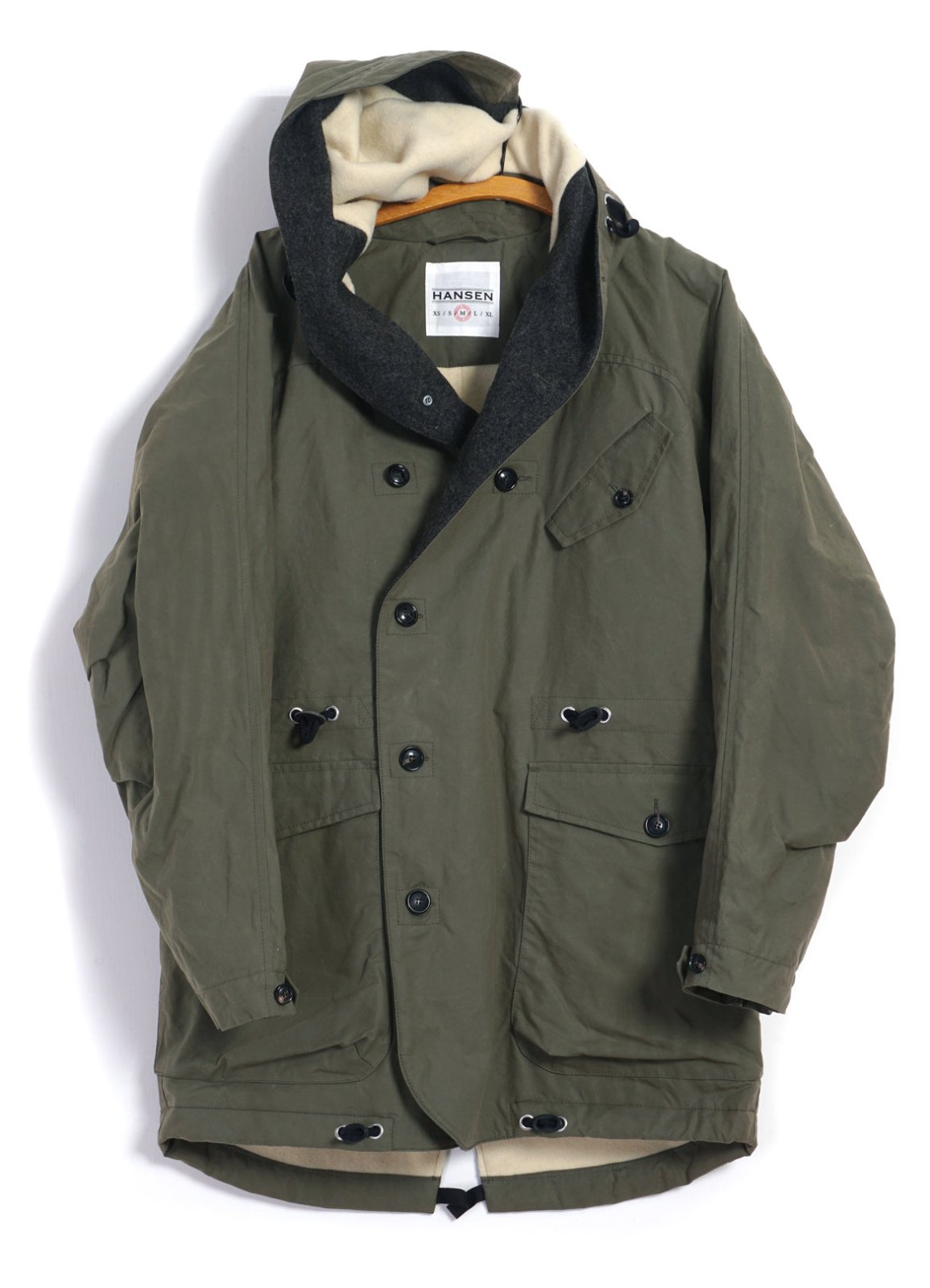 STORM | Hooded Waxed Cotton Parka | Khaki Green | HANSEN Garments