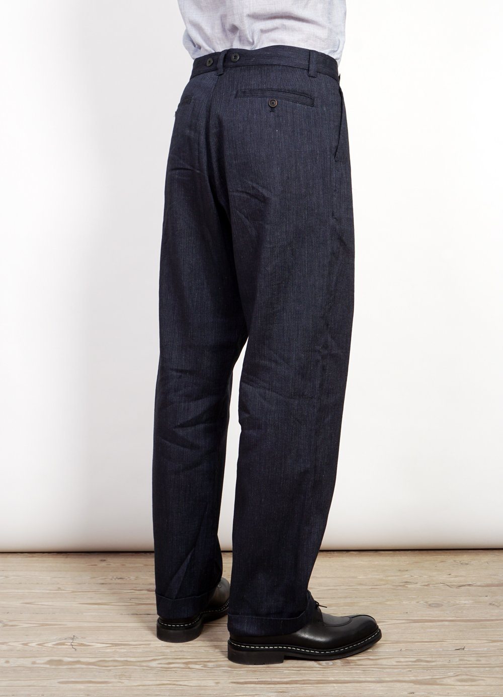 SUNE | Pleated Wide Cut Trousers | Navy Melange -HANSEN Garments- HANSEN Garments