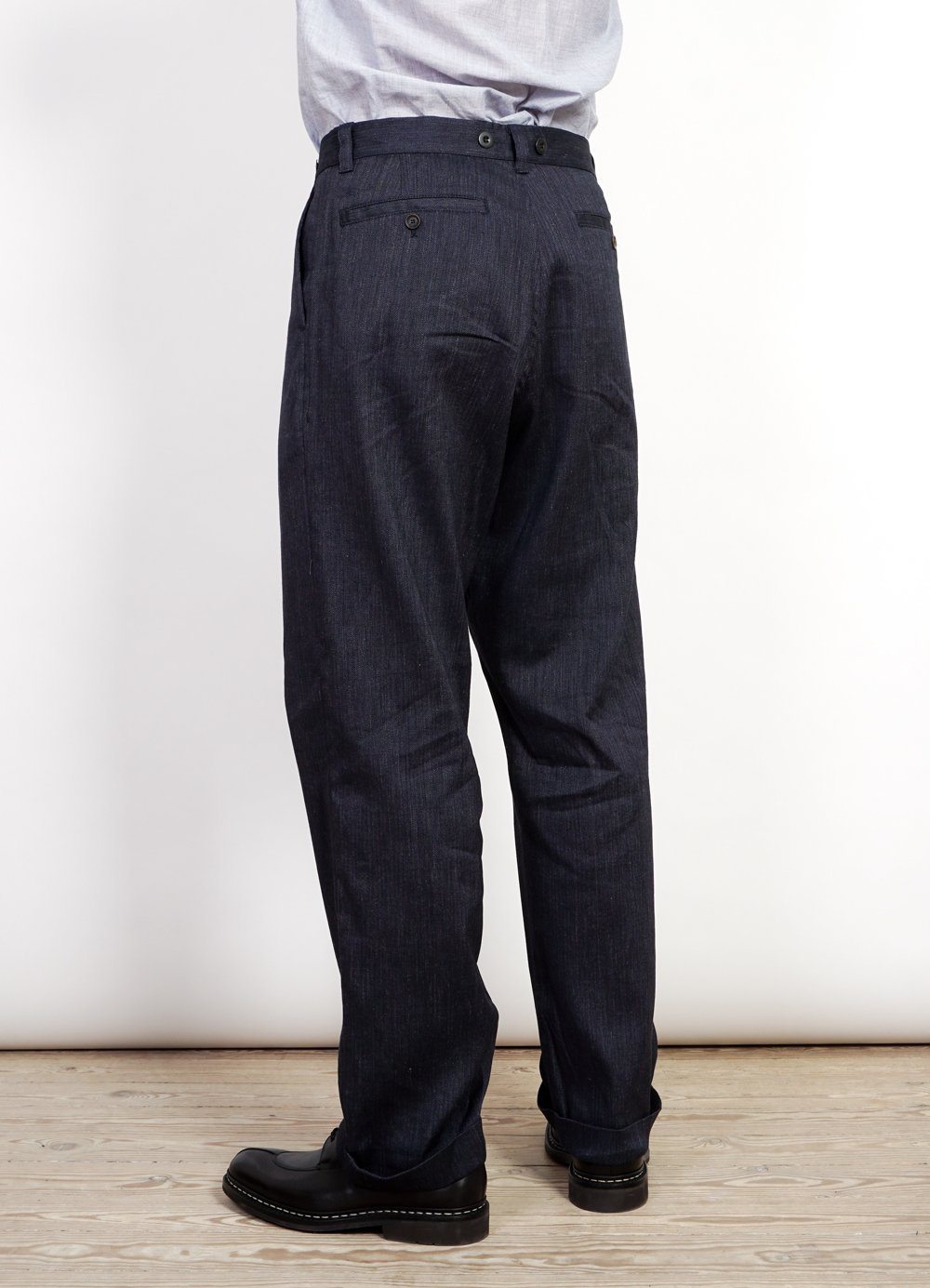 SUNE | Pleated Wide Cut Trousers | Navy Melange -HANSEN Garments- HANSEN Garments