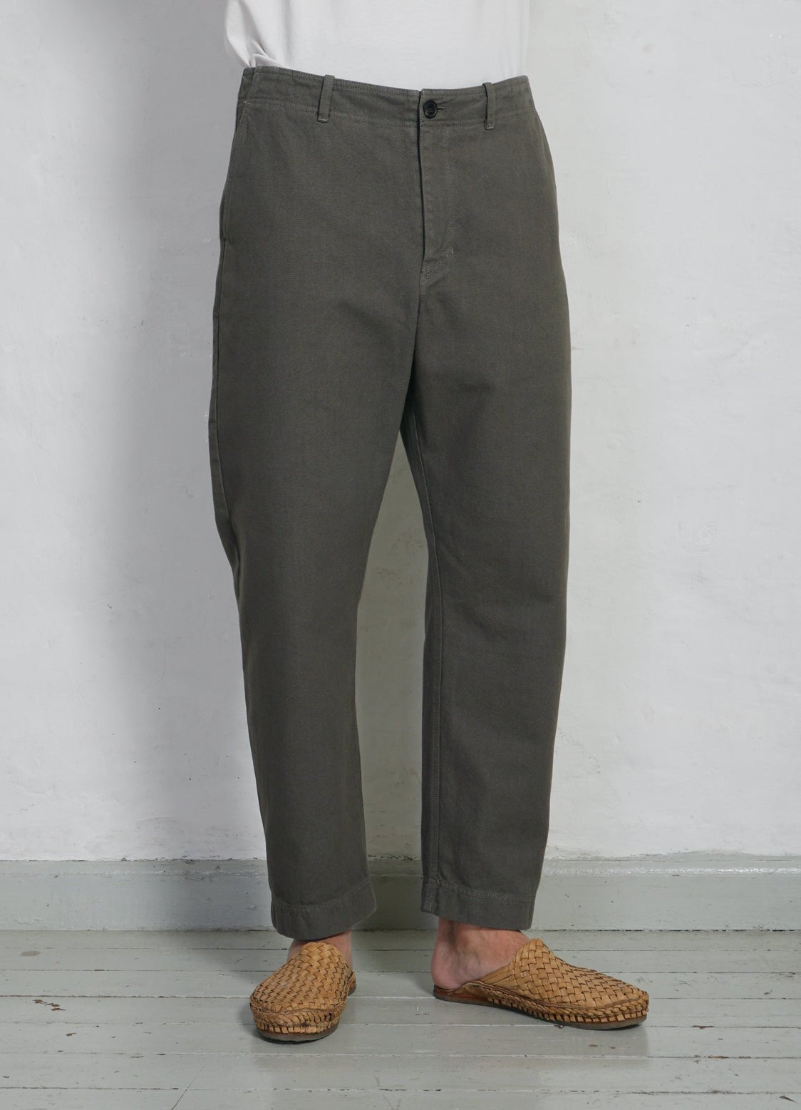 HANSEN GARMENTS - TRYGVE | Wide Cut Cropped Trousers | Green Grey - HANSEN Garments