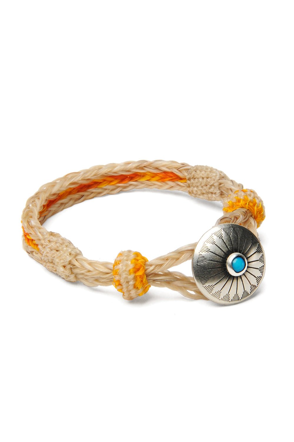 CHAMULA - Turquoise Concho Bracelet | Hand-woven Horsehair | Orange/Yellow - HANSEN Garments