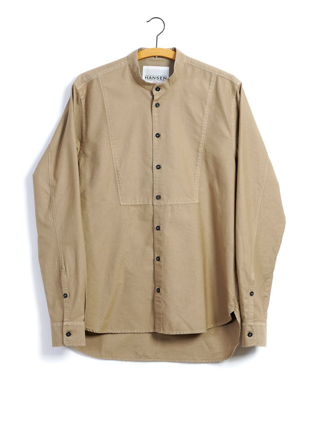 HANSEN Garments - VALMAR | Collarless Bib Shirt | Gobi - HANSEN Garments