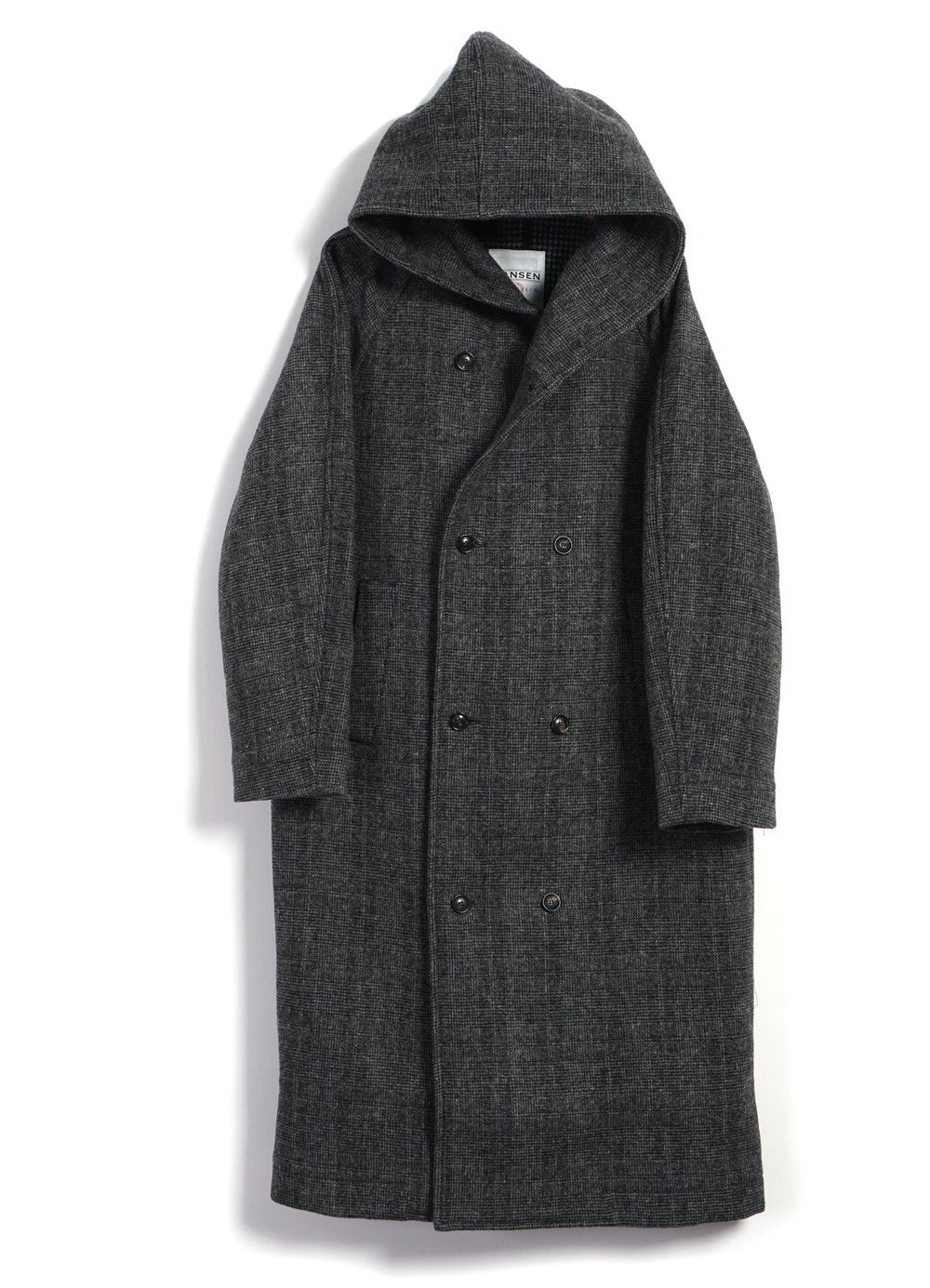 VIKTOR | Long Hooded Wool Coat | Salt | HANSEN Garments