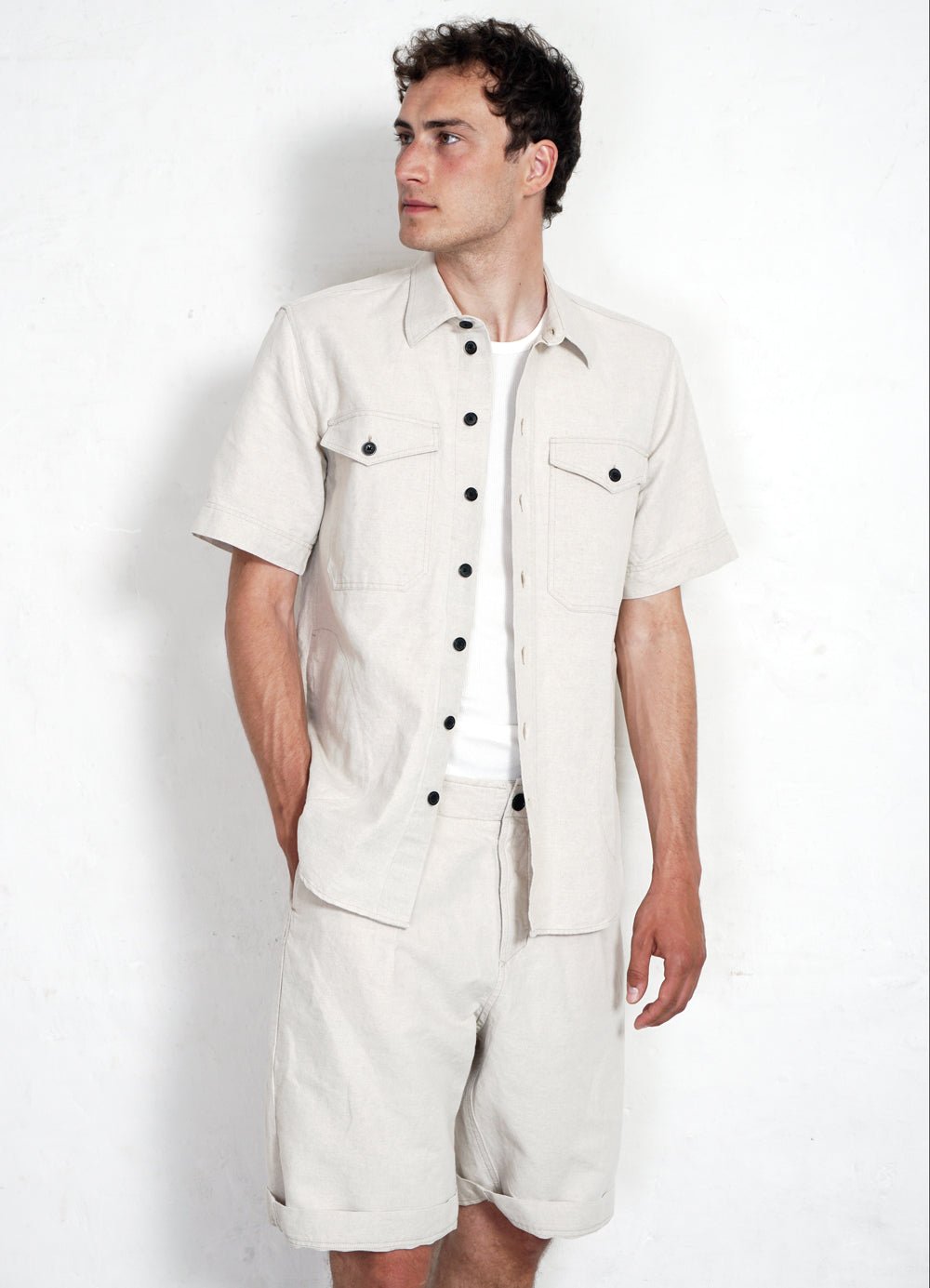 HANSEN GARMENTS - VILLY | Short Sleeve Shirt | Flax Nature - HANSEN Garments