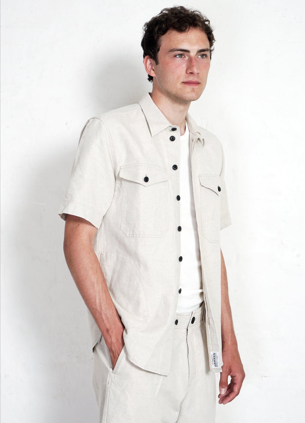 HANSEN GARMENTS - VILLY | Short Sleeve Shirt | Flax Nature - HANSEN Garments