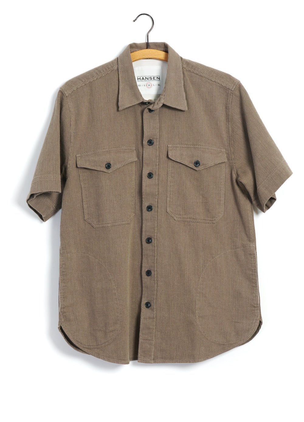 HANSEN GARMENTS - VILLY | Short Sleeve Shirt | Khaki Sashiko - HANSEN Garments