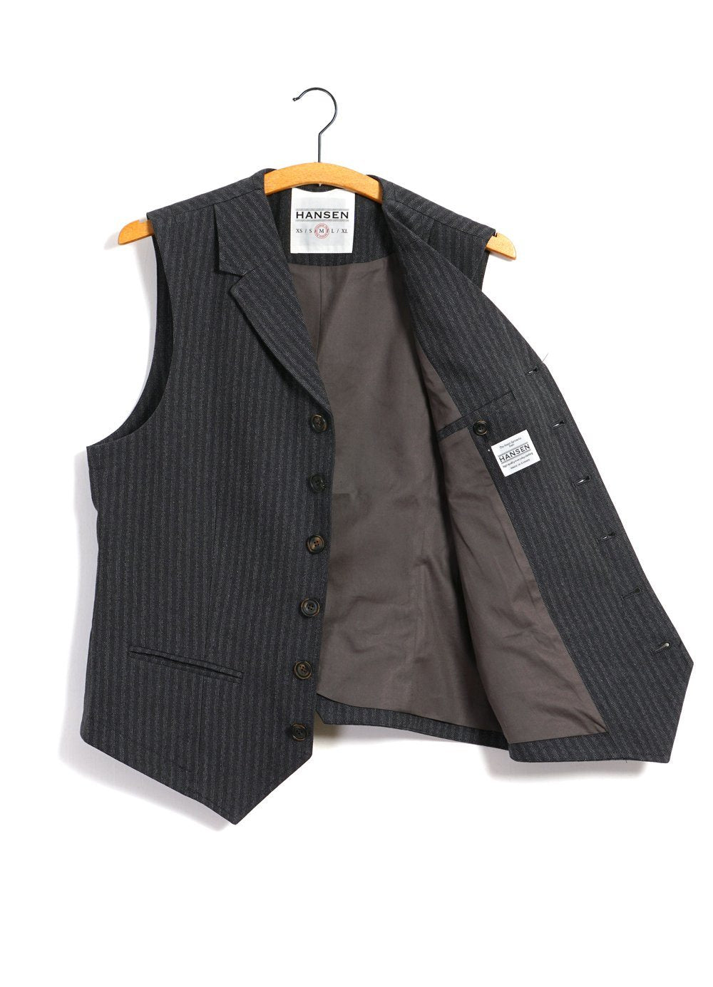 HANSEN GARMENTS - WILLIAM | Lapel Waistcoat | Grey Pin - HANSEN Garments