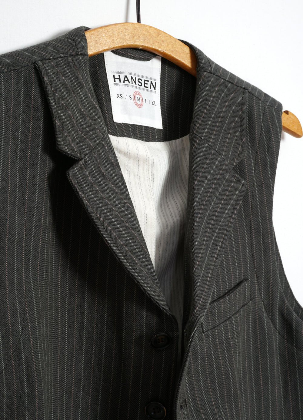 HANSEN GARMENTS - WILLIAM | Lapel Waistcoat | Khaki Pin - HANSEN Garments